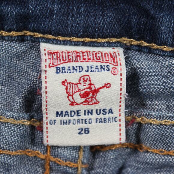 True Religion Joey Shorts Womens 26 Blue Low Rise Cutoff Raw Hem - Picture 3 of 8